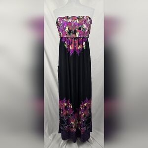 Soma Floral Minimalist Lightly Padded Strapless Long Maxi Dress sz L